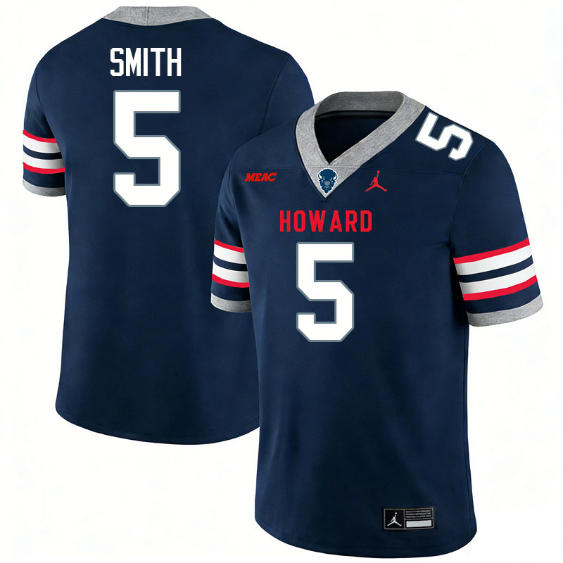 Howard Bison #5 Ja'Quavion Smith College Football Jerseys,Uniforms Stitched-Navy